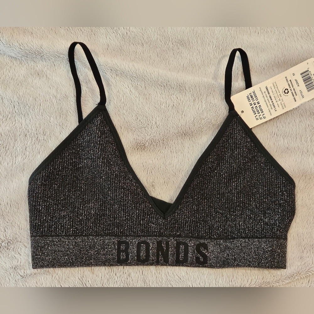 Bonds Retro Rib Triangle Bra, Sz. M - Picture 2 of 7
